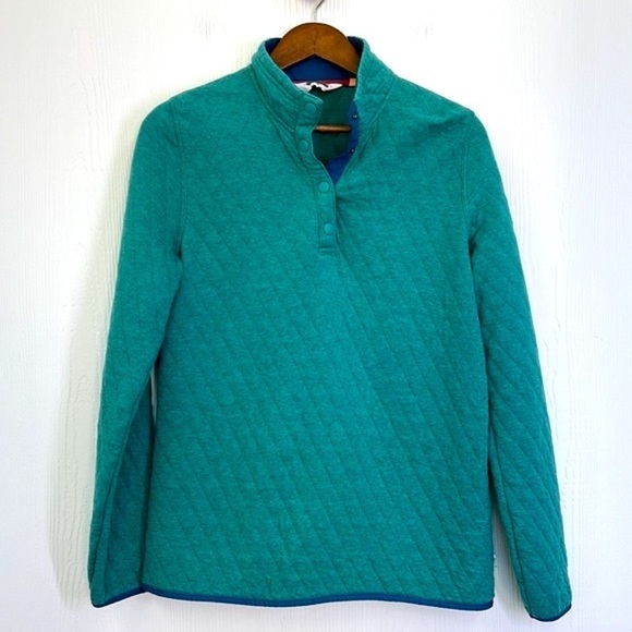 ORVIS - Teal & Blue Quilted Button Long Sleeve Pullover Size Small - Picture 6 of 11